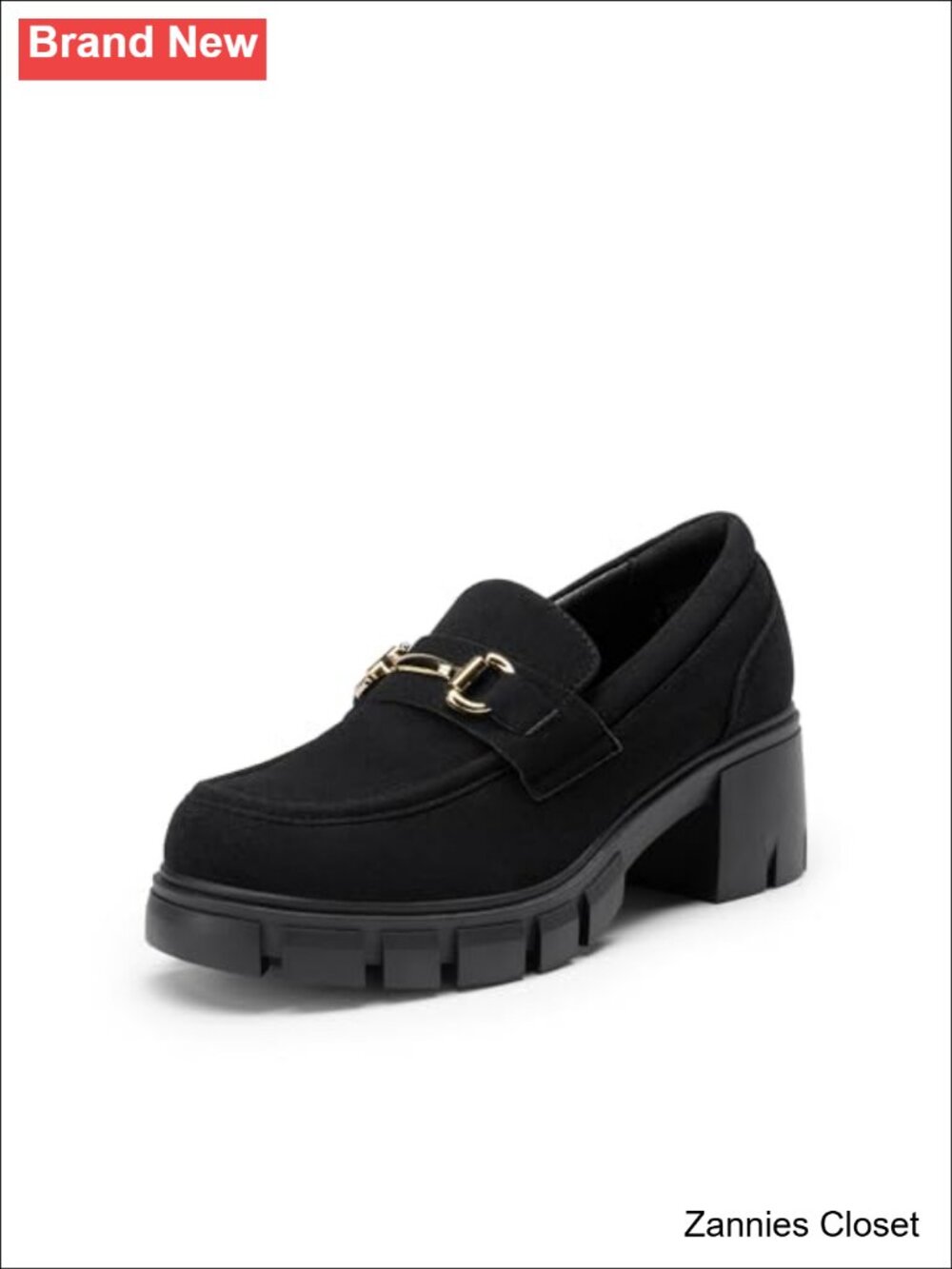 ✨ Women's Platform Chunky Loafers with Horse-Bit Detail, Faux Suede Slip-Ons